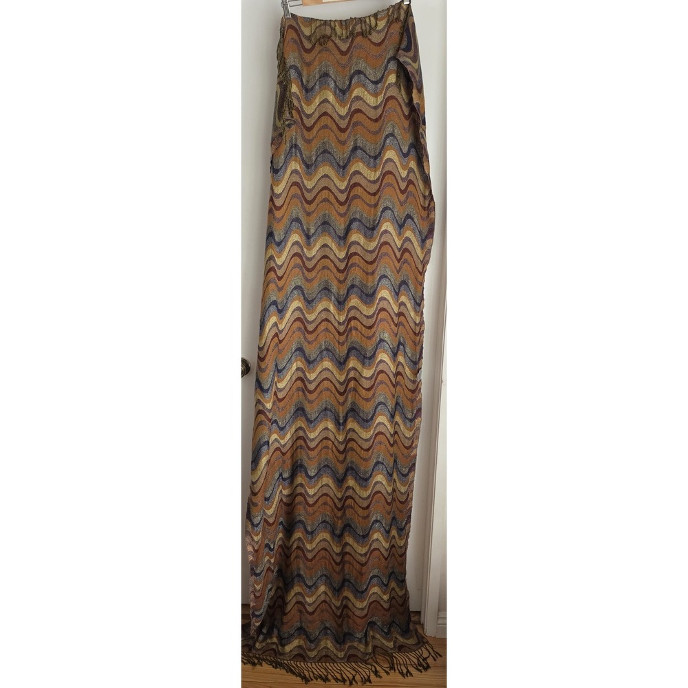 Chico's Scarf Multi-color Boho Metallic Wavy Rectangle Wrap Shawl Stole Women